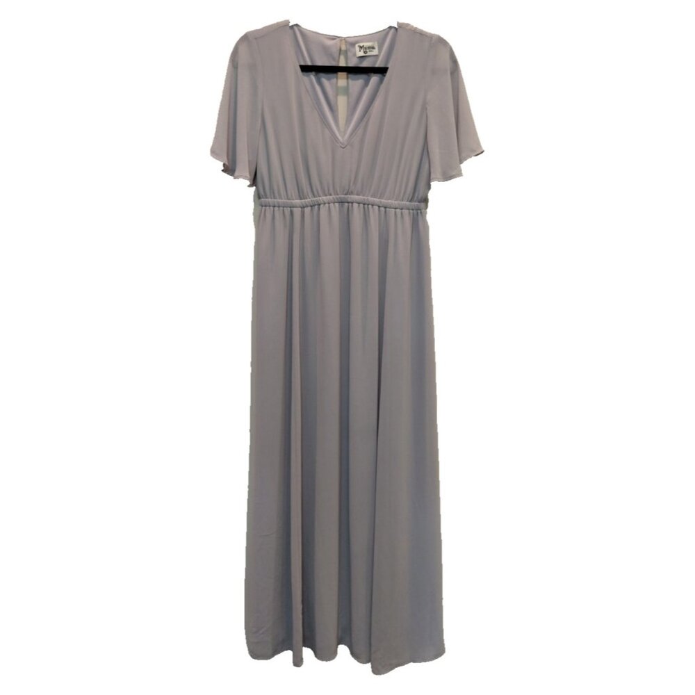 Show Me Your Mumu Emily Empire Flutter Sleeve Maxi Dress Gray Sm